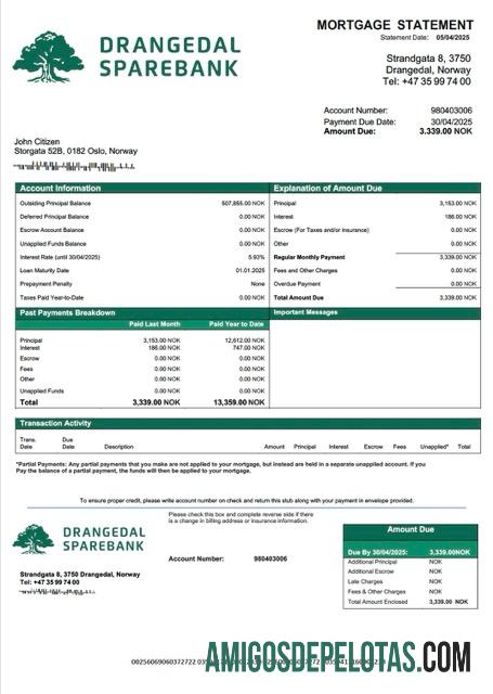 para download Noruega Drangedal Sparebank Declaração de hipoteca Word e modelo PDF